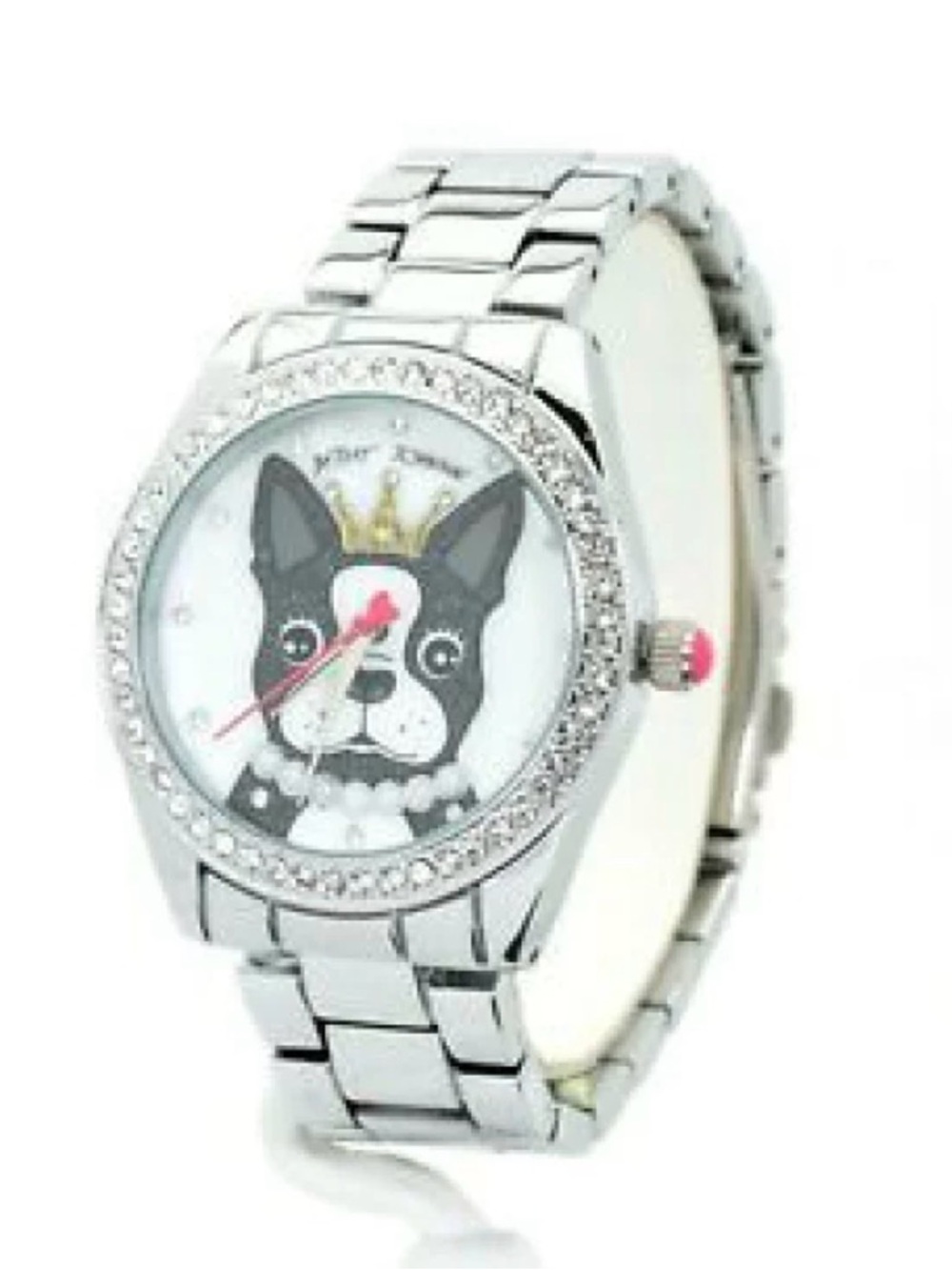 Betsey Johnson "Pretty Pooch" French Bulldog/Boston Terrier Bling Watch NWT - Picture 3 of 7